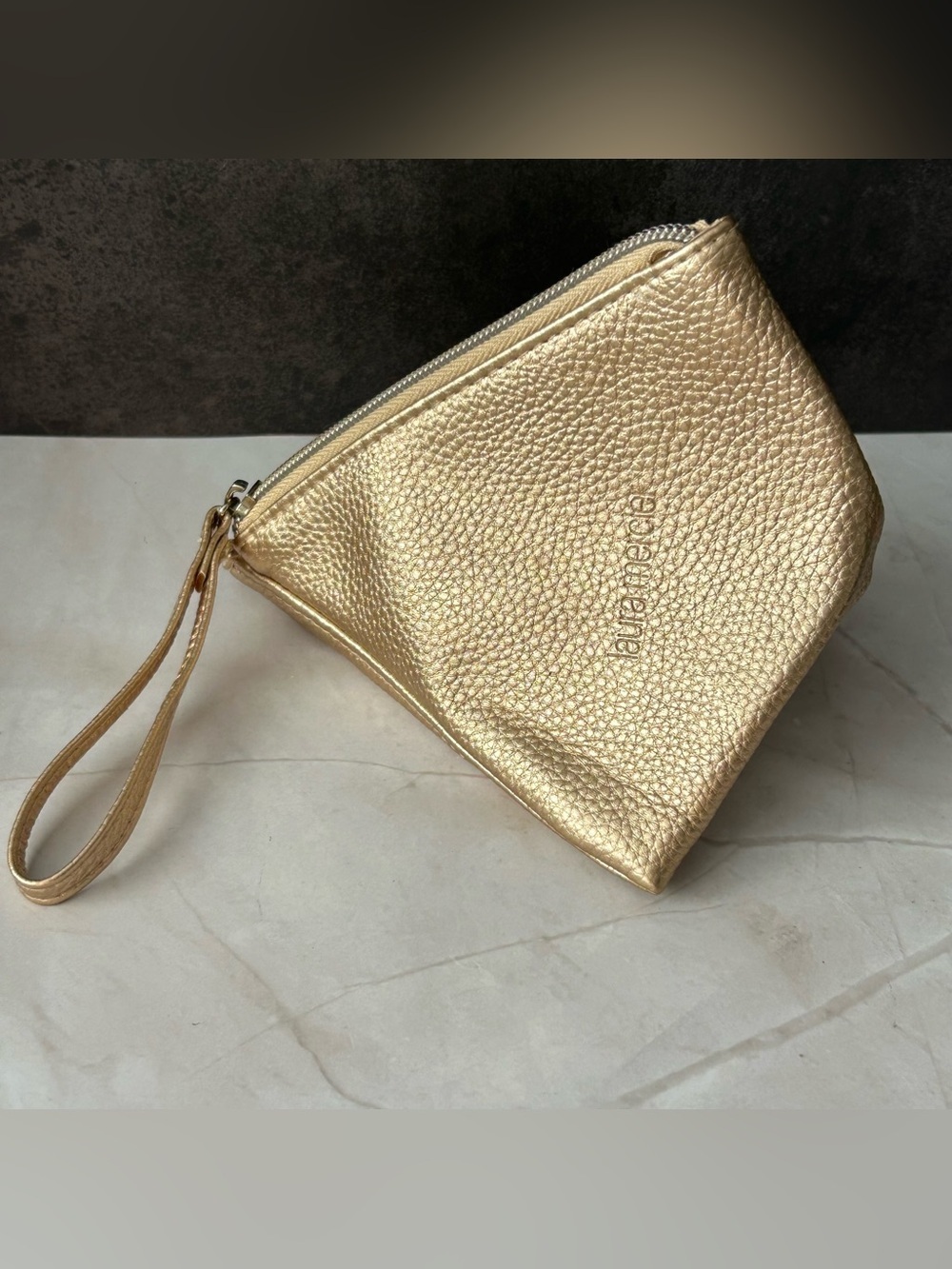 laura mercier Metallic Gold Wristlet Cosmetic Pouch